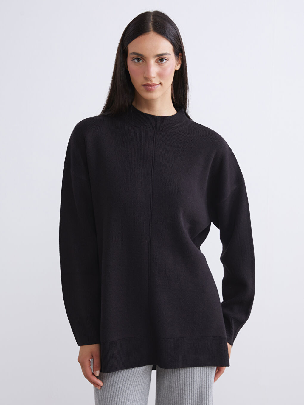 Funnel Neck Oversize Women's Knitwear Tunic