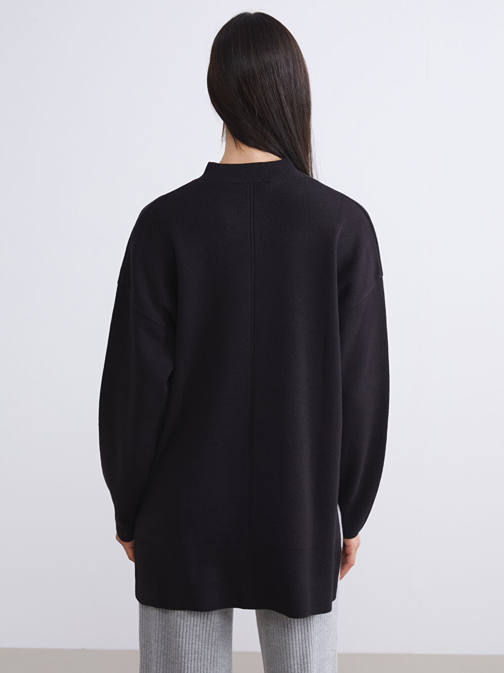 Funnel Neck Oversize Women's Knitwear Tunic-3