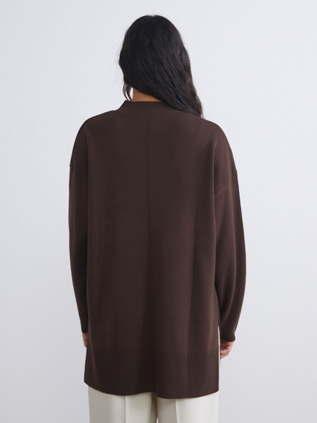 Funnel Neck Oversize Women's Knitwear Tunic-3