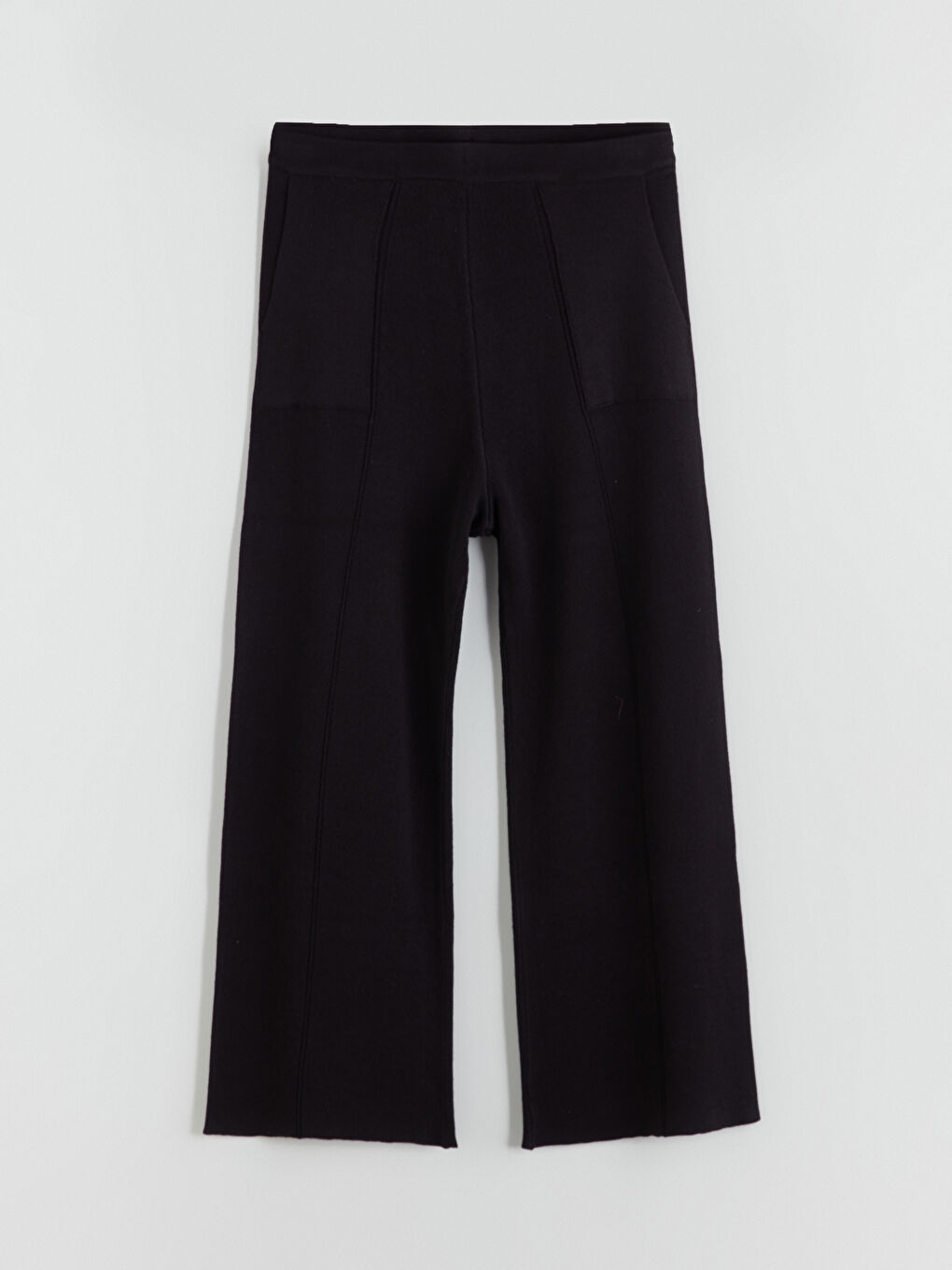 Elasticated Waist Wide Leg Women's Knitwear Trousers-4