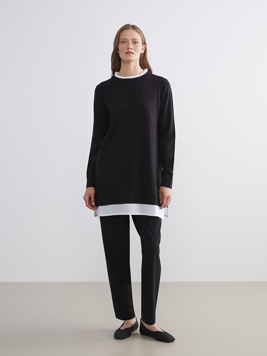 Okrugli izrez Ženska Trikotažna Tunika-1