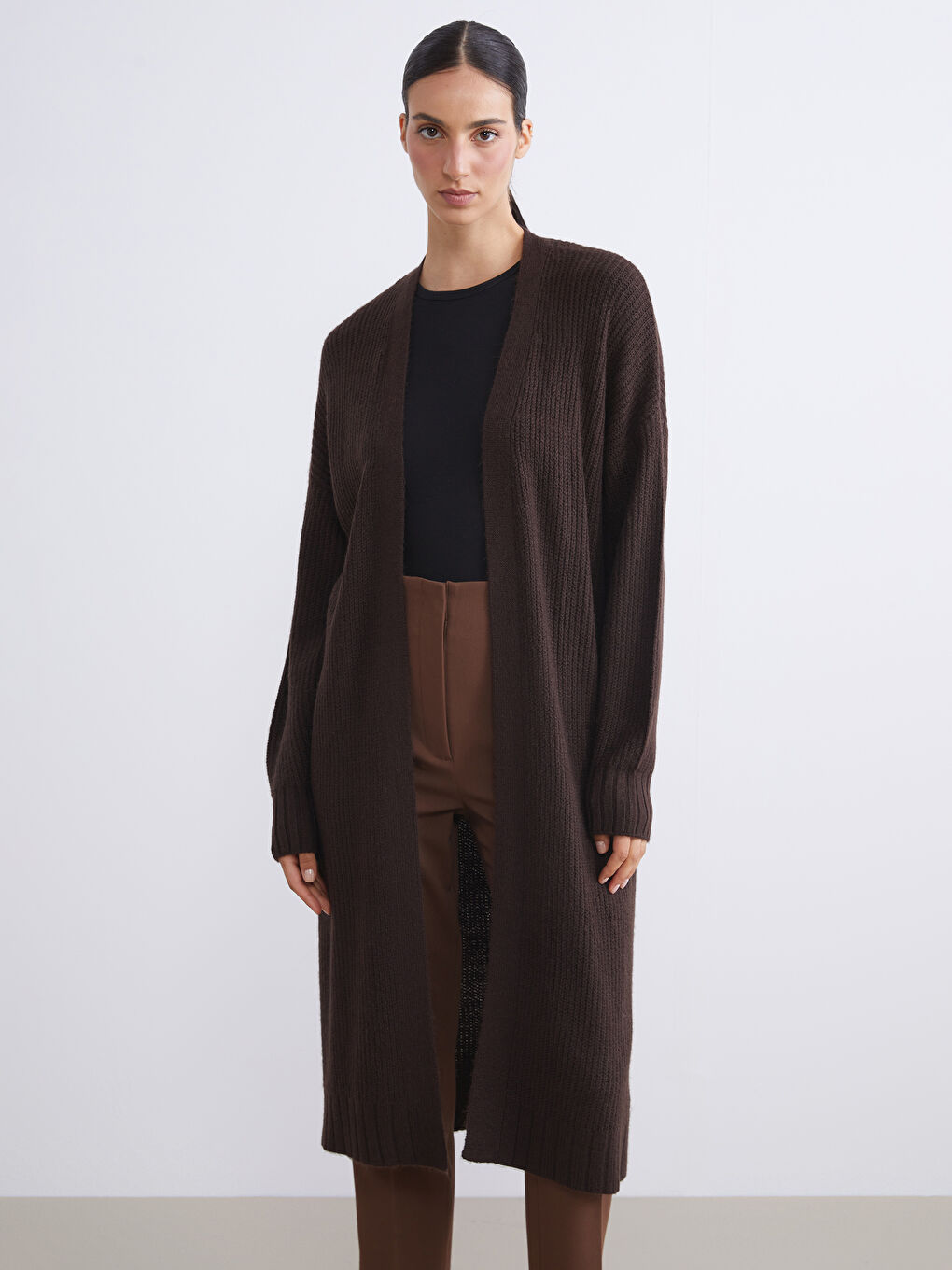 Shawl Collar Plain Oversize Women's Knitwear Cardigan