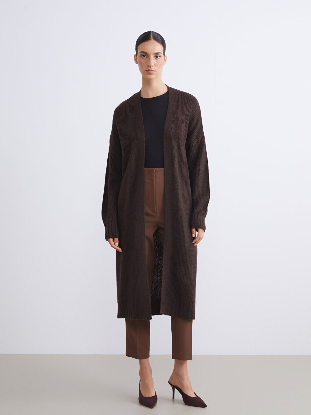 Shawl Collar Plain Oversize Women's Knitwear Cardigan-1