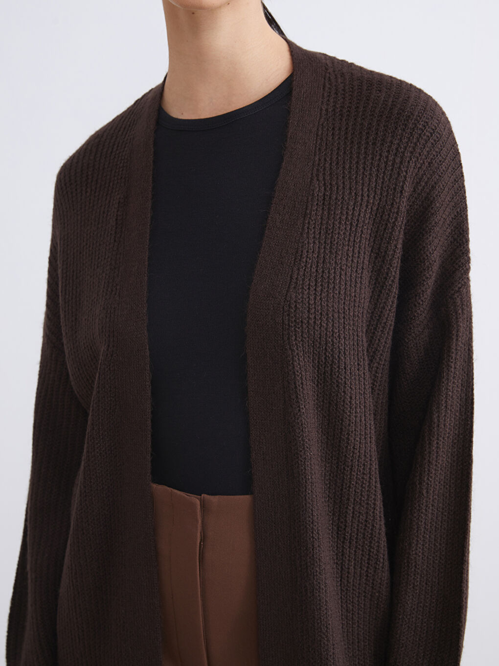 Shawl Collar Plain Oversize Women's Knitwear Cardigan-2