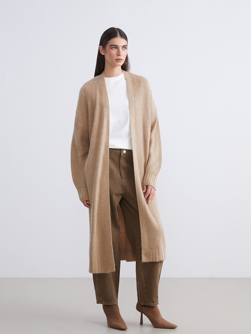 Shawl Collar Plain Oversize Women's Knitwear Cardigan-1