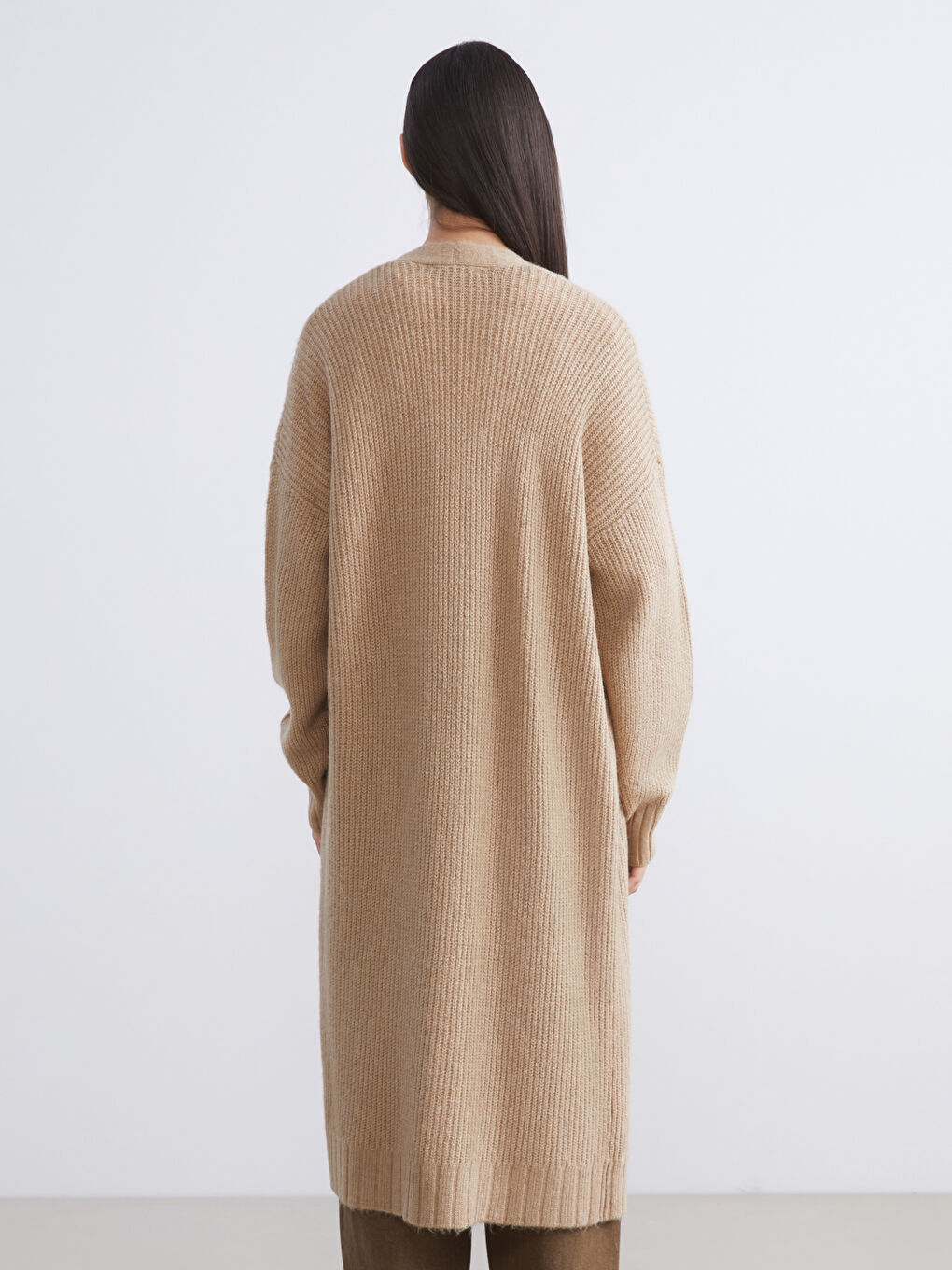 Shawl Collar Plain Oversize Women's Knitwear Cardigan-3