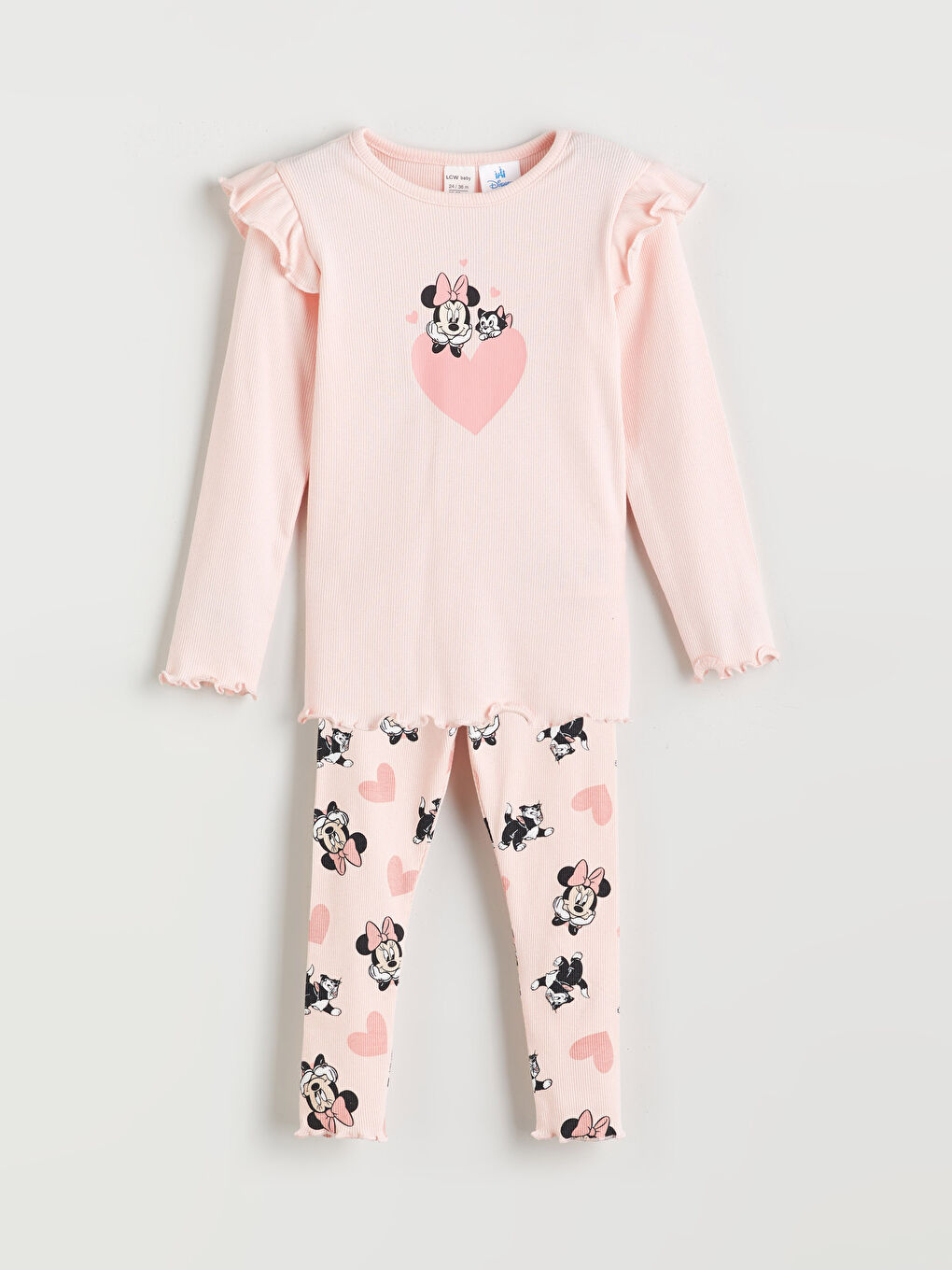 LCW baby Crew Neck Minnie Mouse Printed Baby Girls' Pyjama Set -W5BQ68Z1-FRA