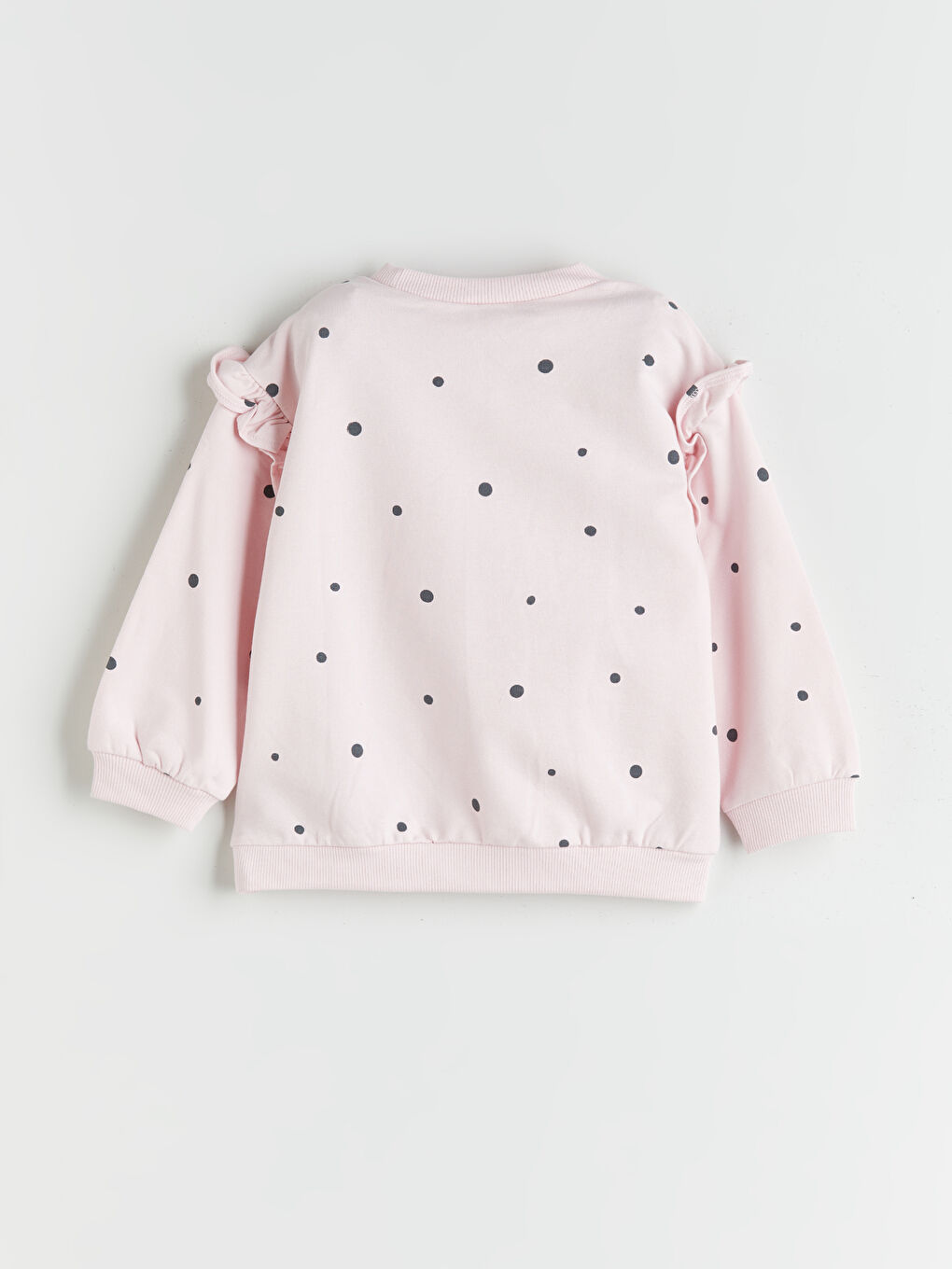 Pembe Bisiklet Yaka Minnie Mouse Baskılı Kız Bebek Sweatshirt-1