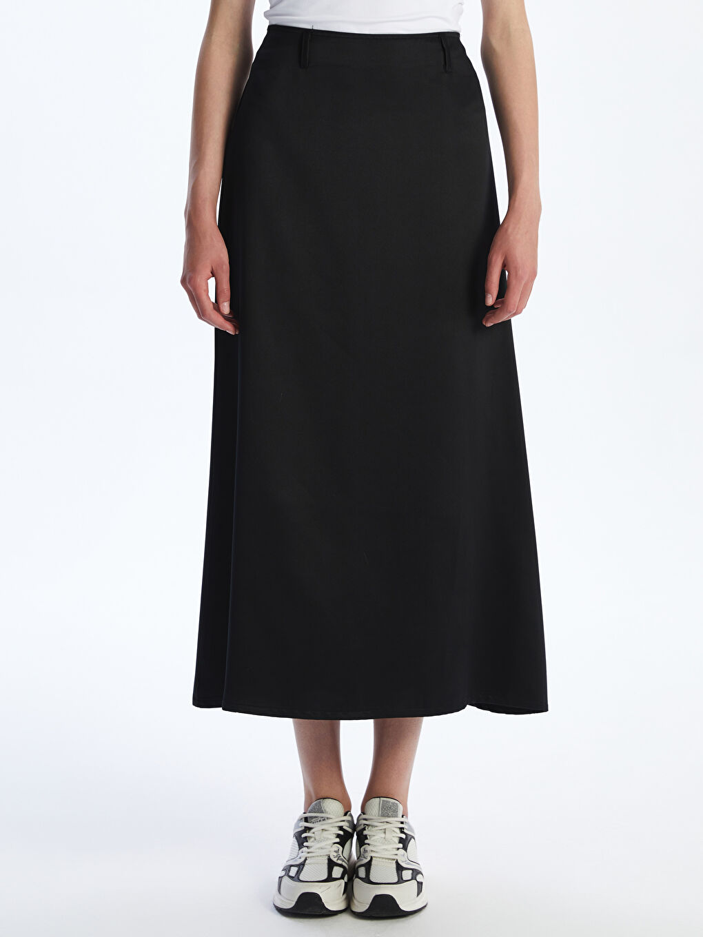 Elastic Waist Ruffled Satin Skirt-3