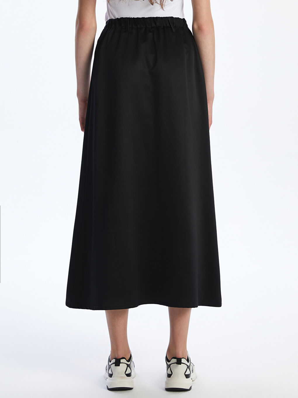 Elastic Waist Ruffled Satin Skirt-7