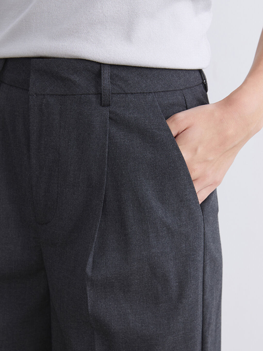 Regular Fit Women's Pleated Trousers-2