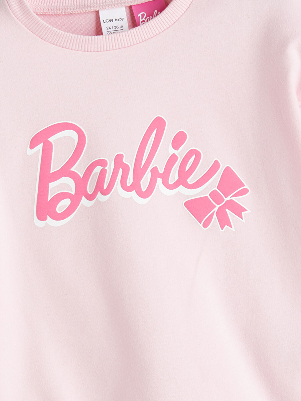Pembe Bisiklet Yaka Barbie Baskılı Kız Bebek Sweatshirt-1