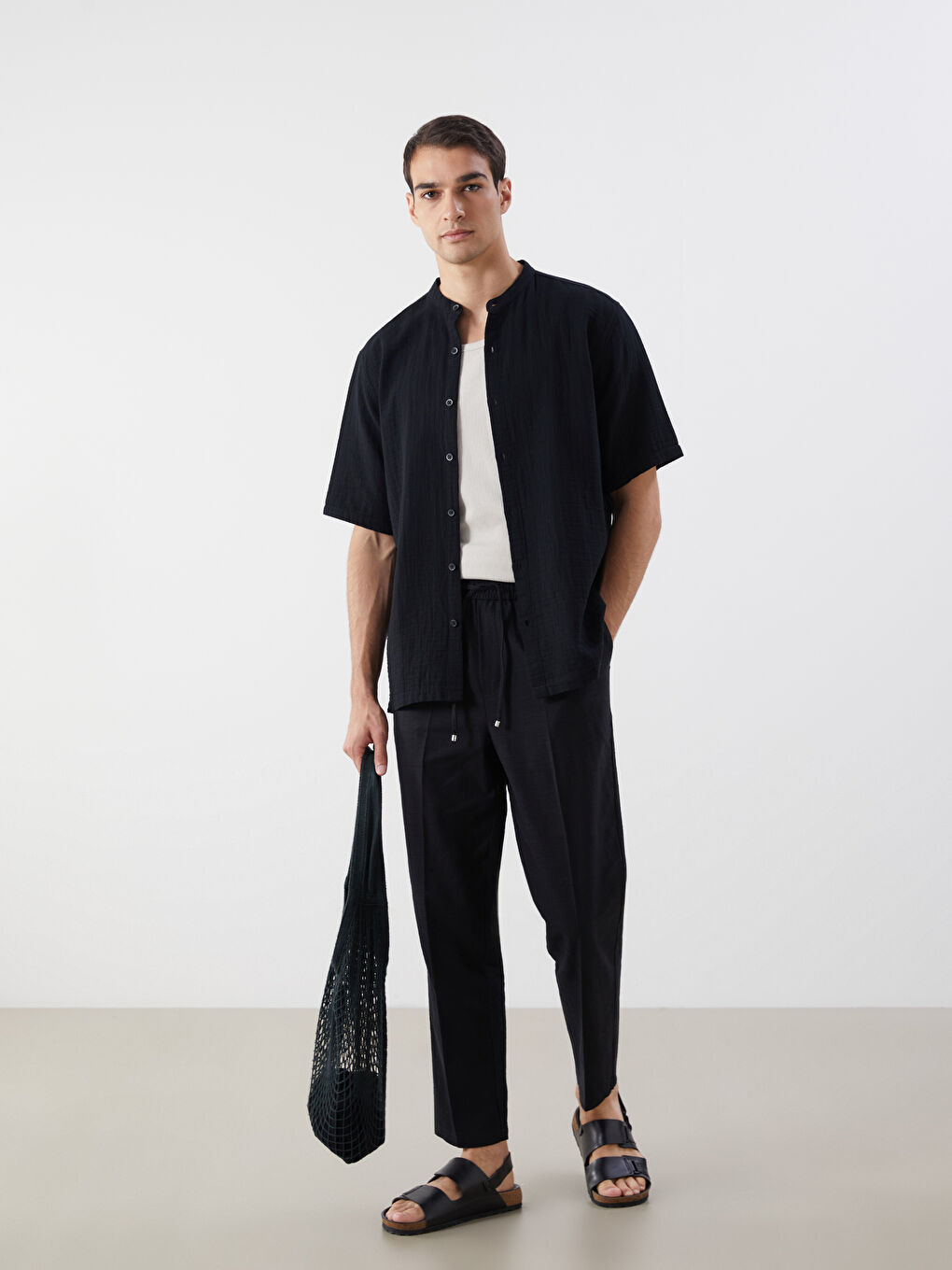 Regular Fit Linen-Look Men's Trousers
