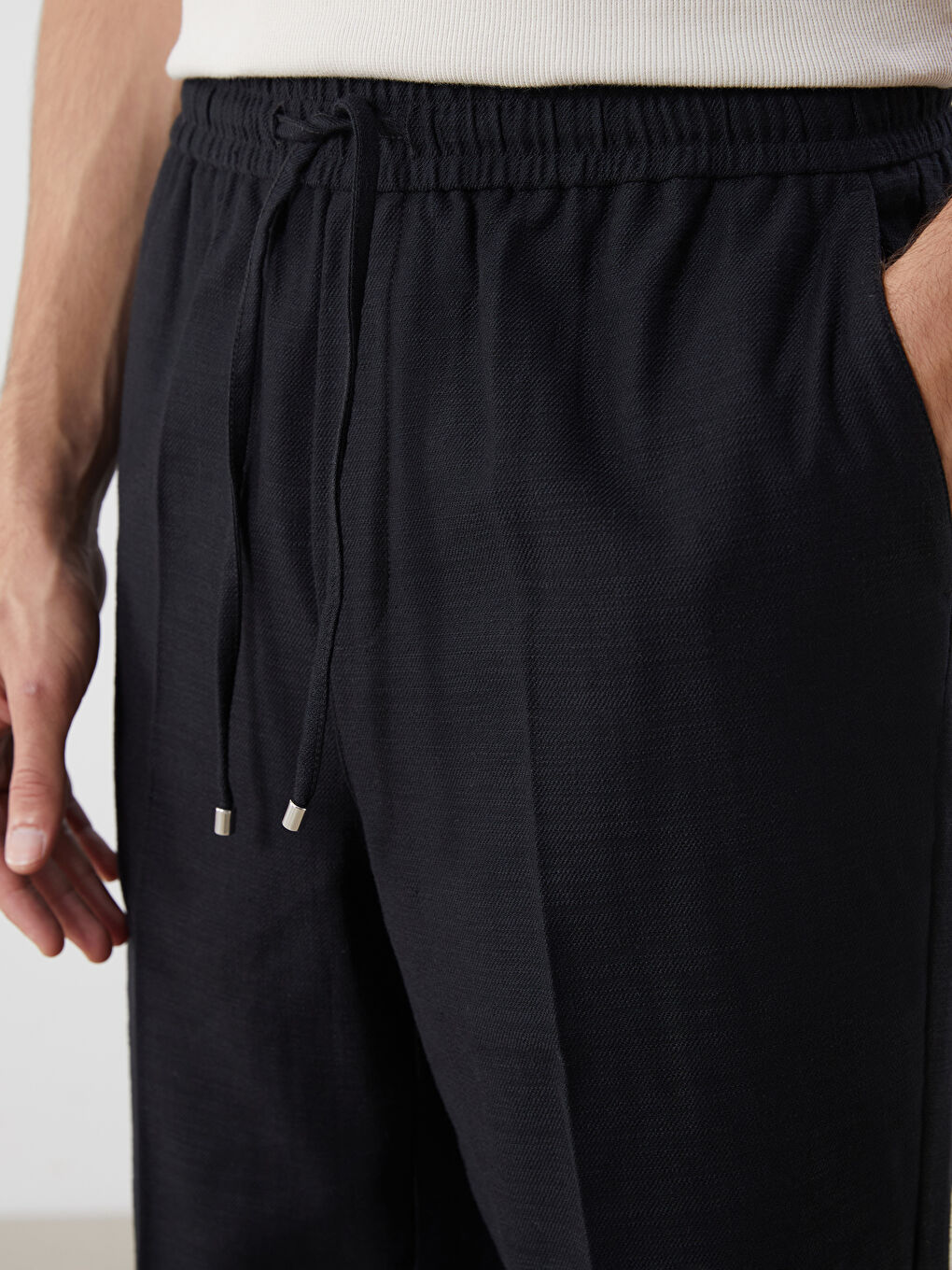 Regular Fit Linen-Look Men's Trousers-2