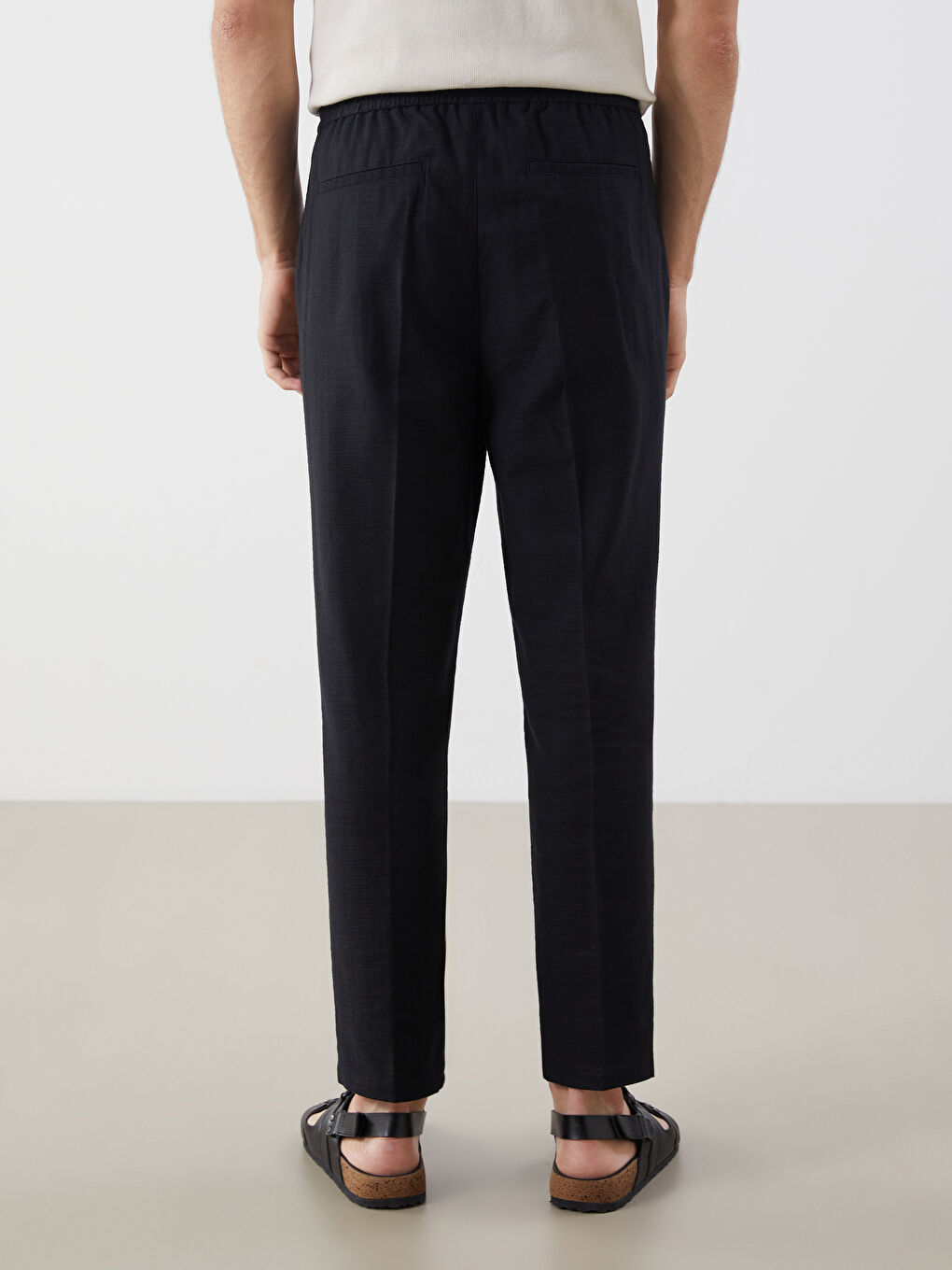 Regular Fit Linen-Look Men's Trousers-3