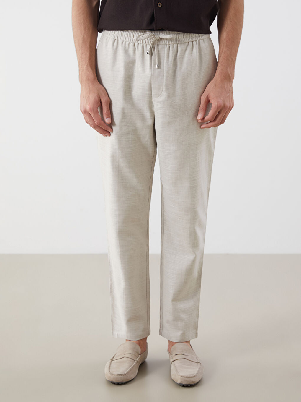Regular Fit Linen-Look Men's Trousers-1