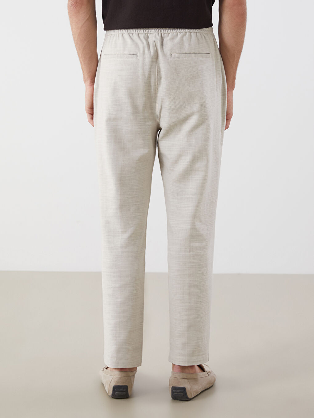 Regular Fit Linen-Look Men's Trousers-3