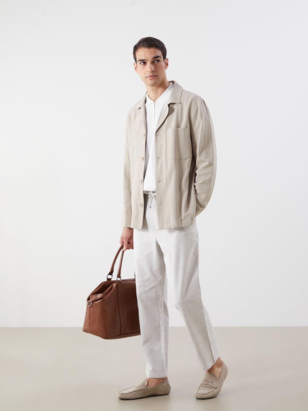 Regular Fit Linen-Look Men's Trousers