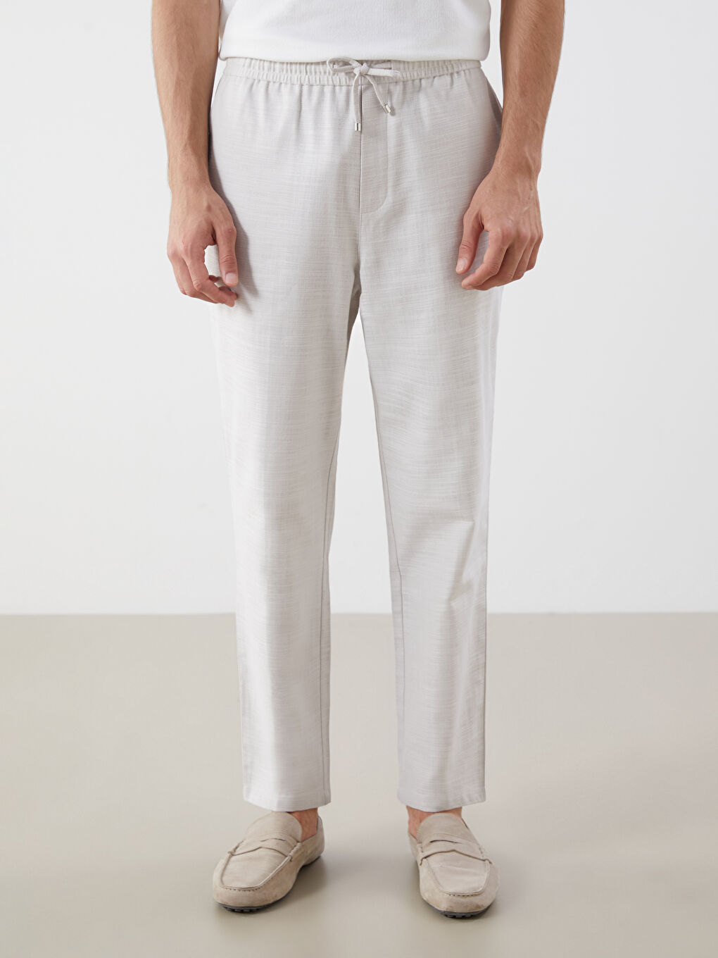 Regular Fit Linen-Look Men's Trousers-1