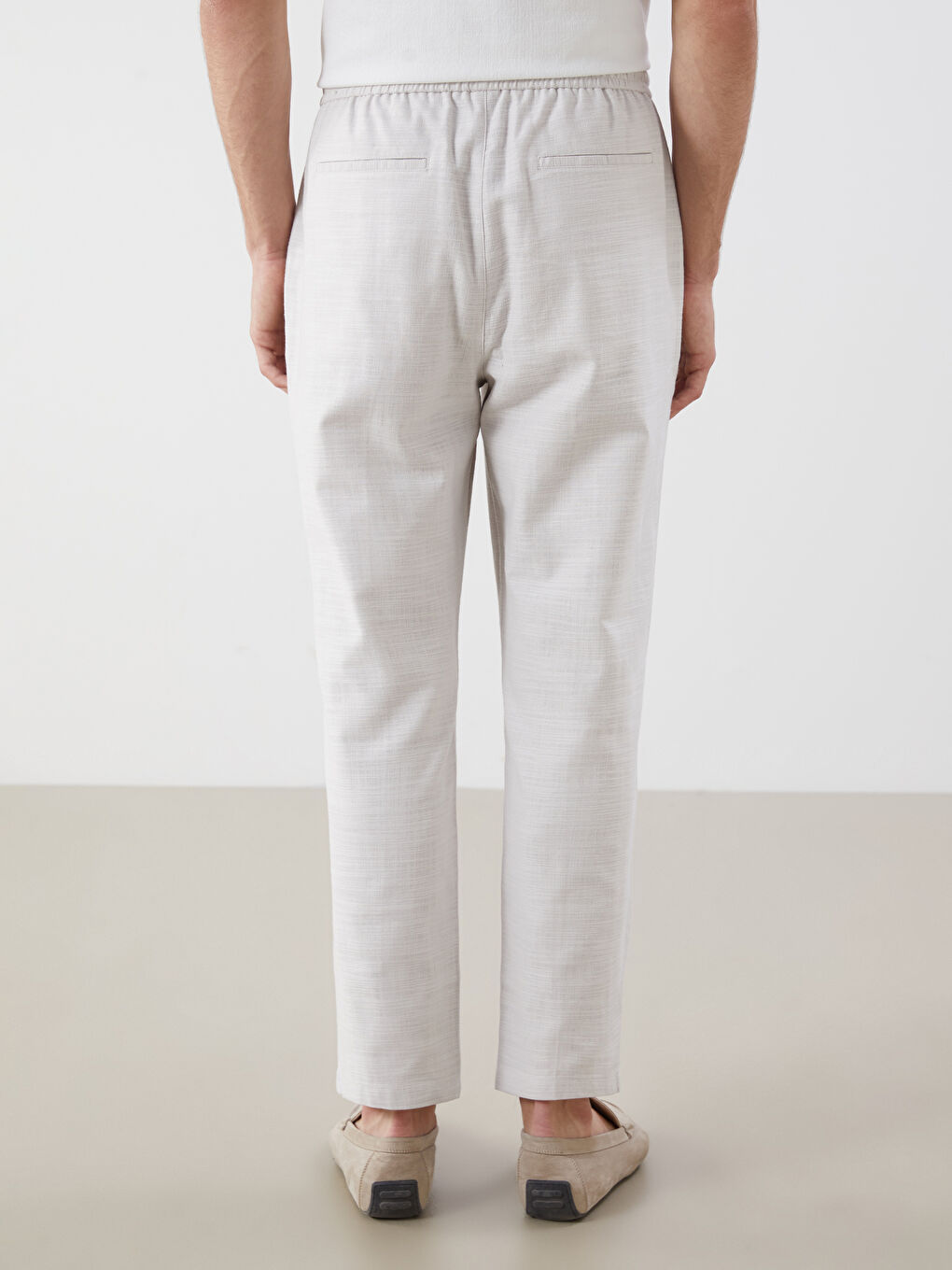 Regular Fit Linen-Look Men's Trousers-3