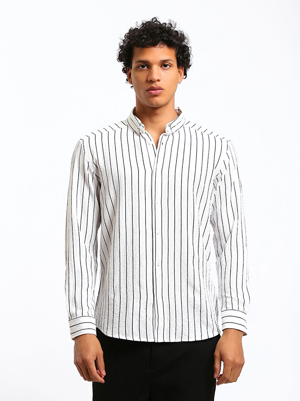 Regular Fit Long Sleeve Striped Men's Shirt