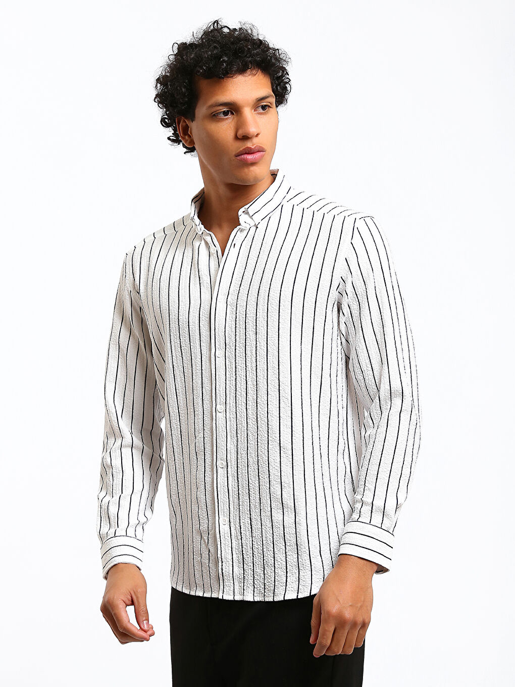 Regular Fit Long Sleeve Striped Men's Shirt-3