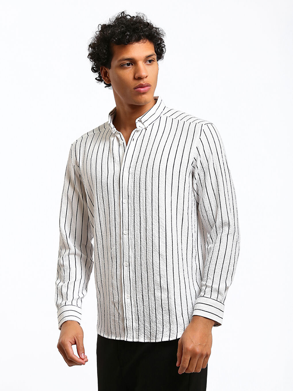 Cămașă Regular Fit cu Mânecă Lungă Vărgată pentru Bărbați-3