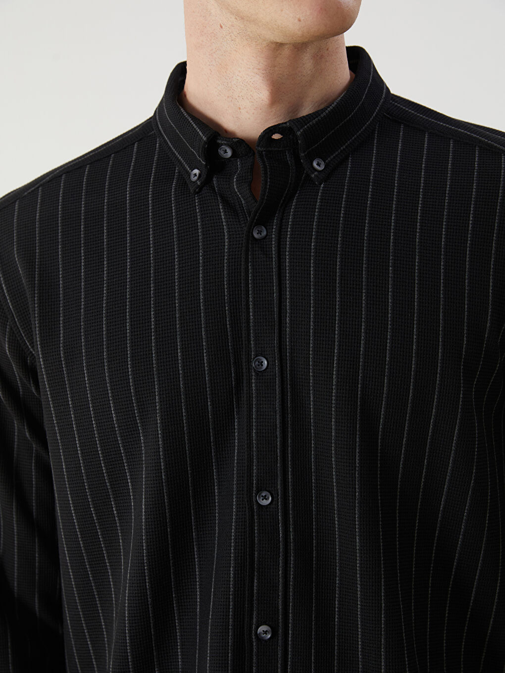 Chemise Rayée Pour Hommes Coupe Svelte À Manches Longues-2