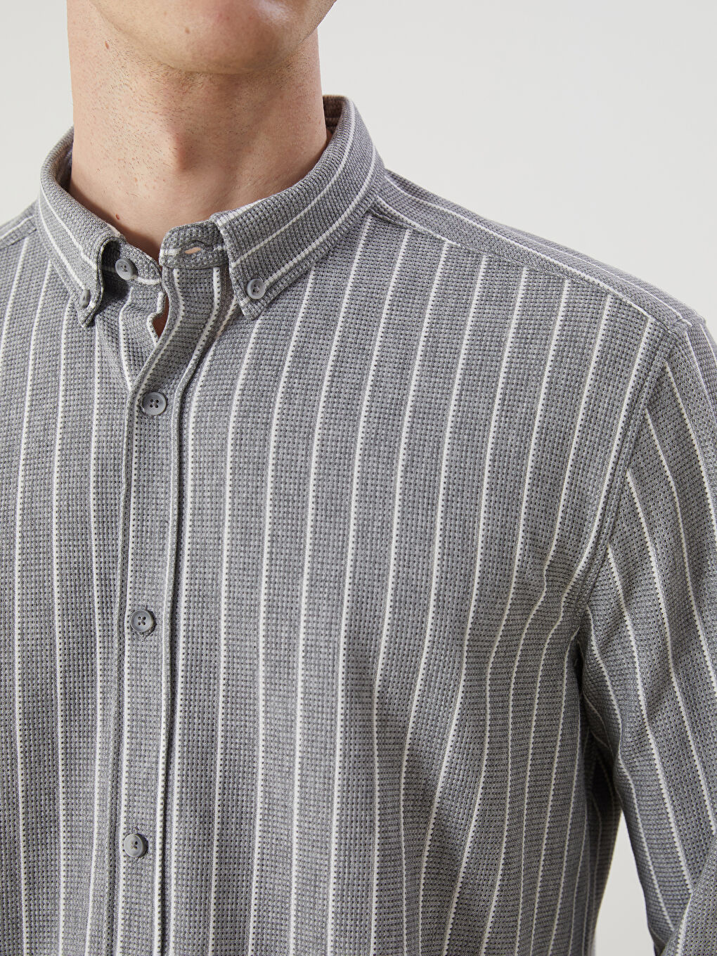 Slim Fit Long Sleeve Striped Men's Shirt-2