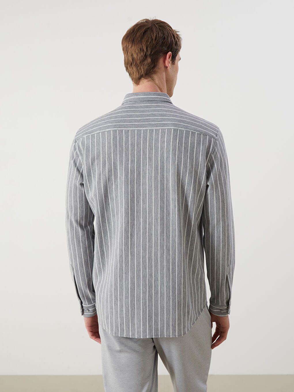 Slim Fit Long Sleeve Striped Men's Shirt-3