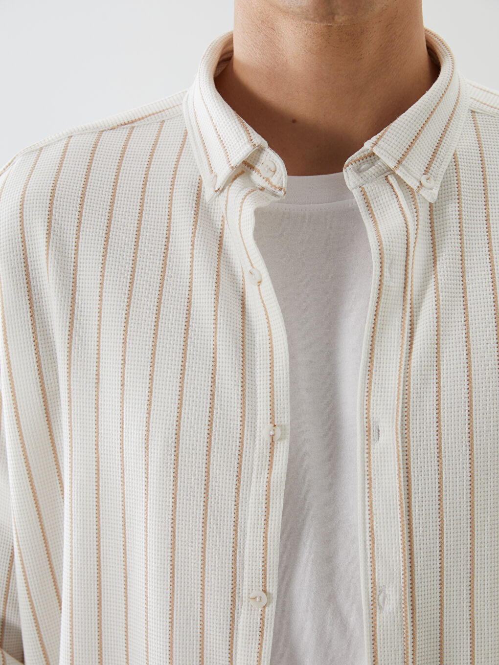 Chemise Rayée Pour Hommes Coupe Svelte À Manches Longues-2