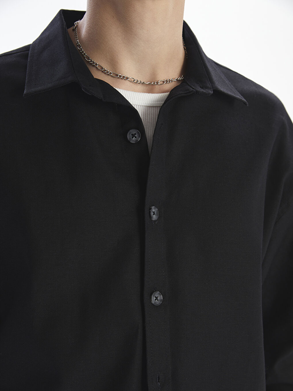 Chemise pour Hommes en Mélange de Lin à Manches Longues Coupe Décontractée-2