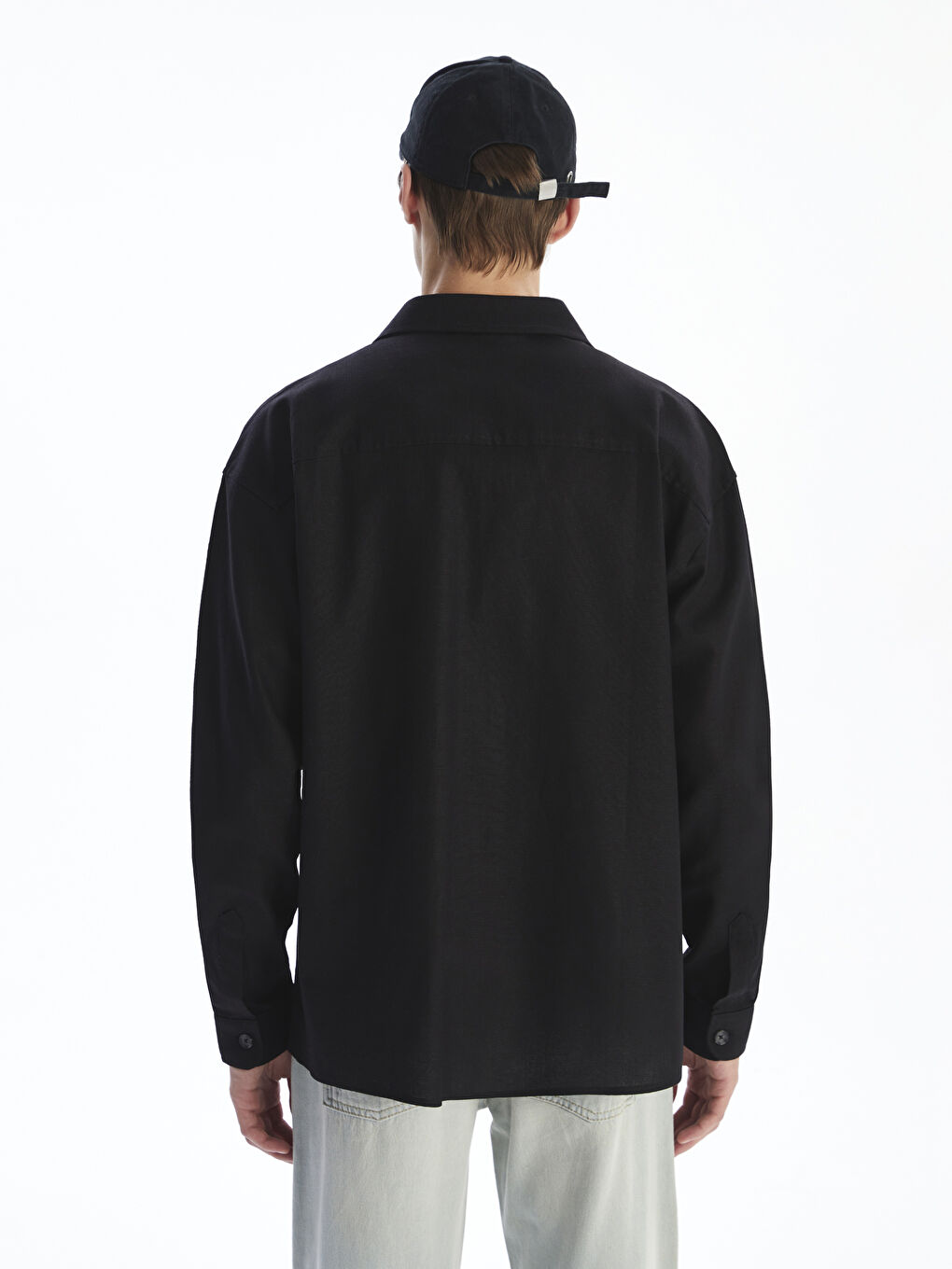 Chemise pour Hommes en Mélange de Lin à Manches Longues Coupe Décontractée-3