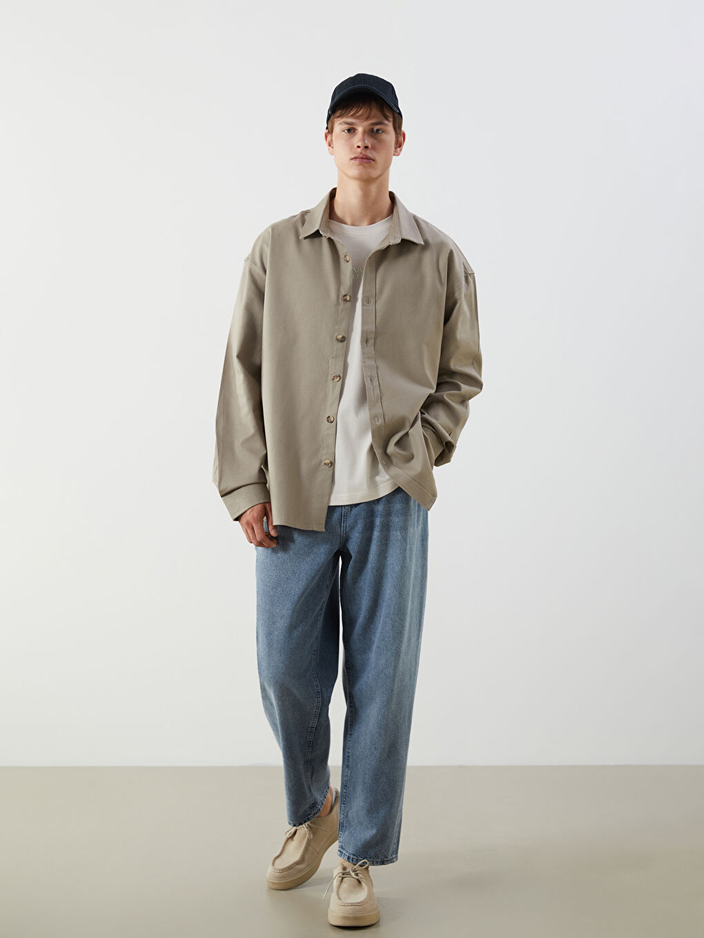 Chemise pour Hommes en Mélange de Lin à Manches Longues Coupe Décontractée-1