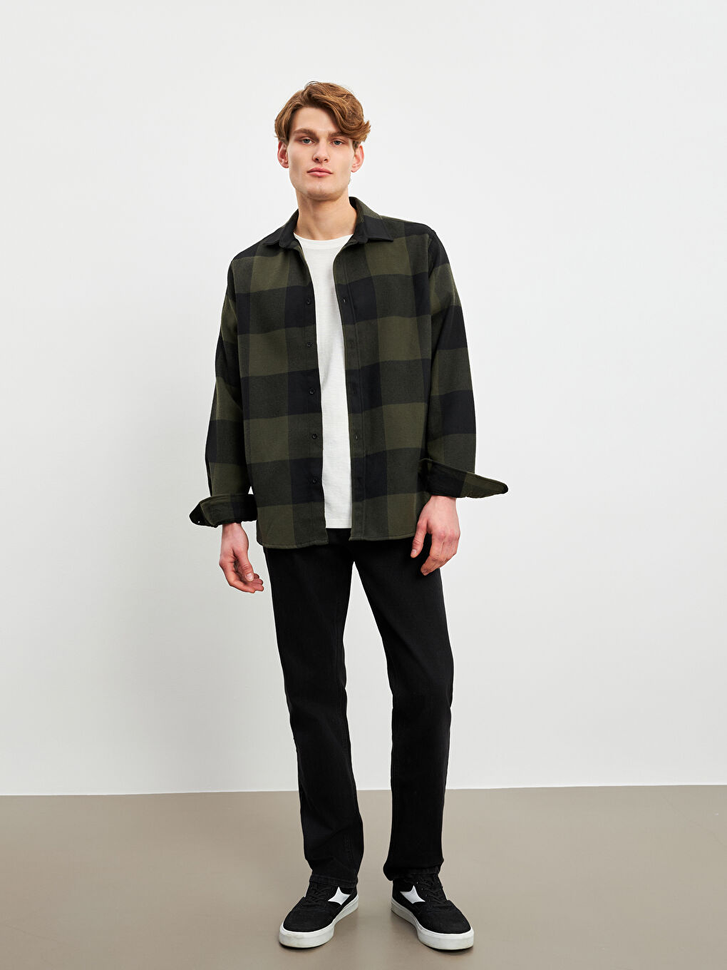 Regular Fit Flannel Plaid Men's Shirt -W5BR36Z8-LKX
