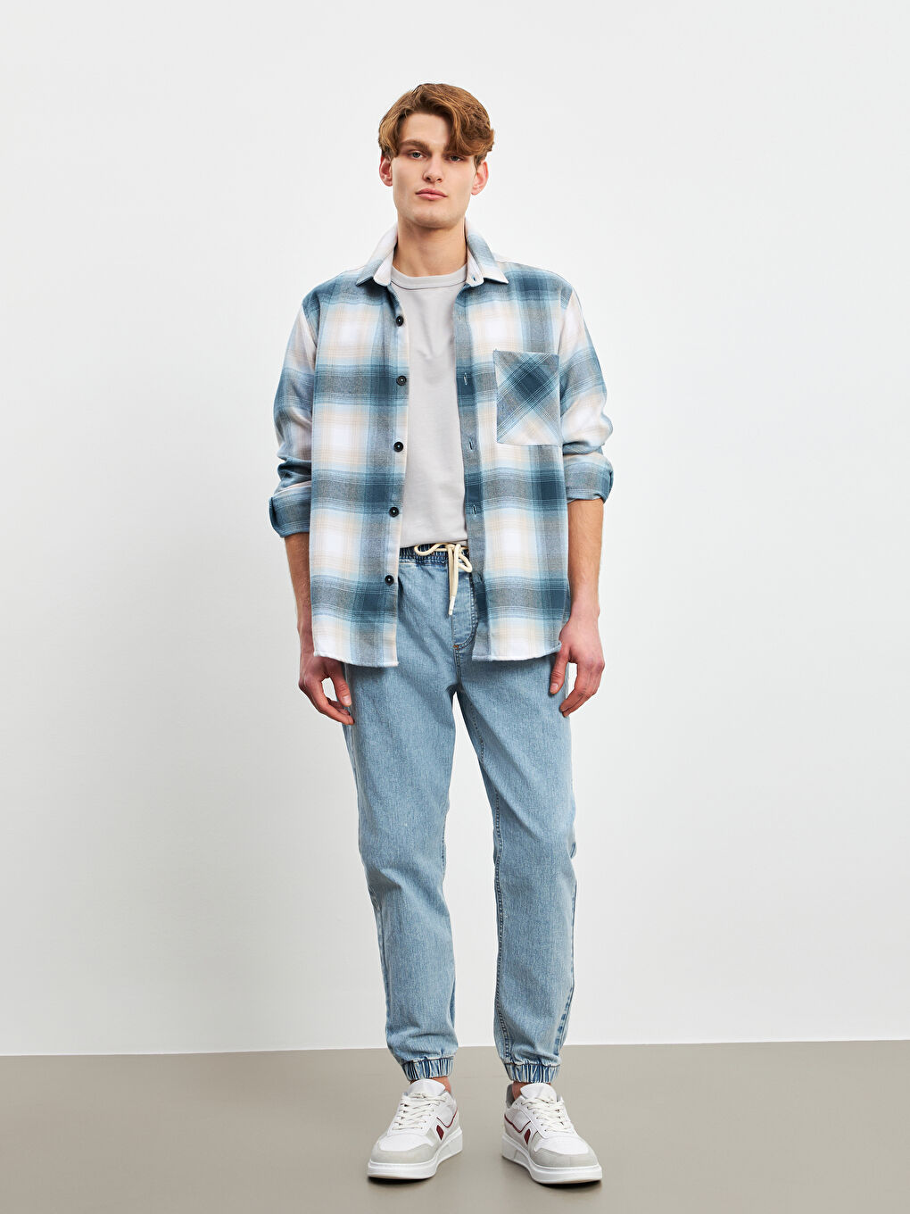 Regular Fit Long Sleeve Plaid Men's Flannel Shirt-1