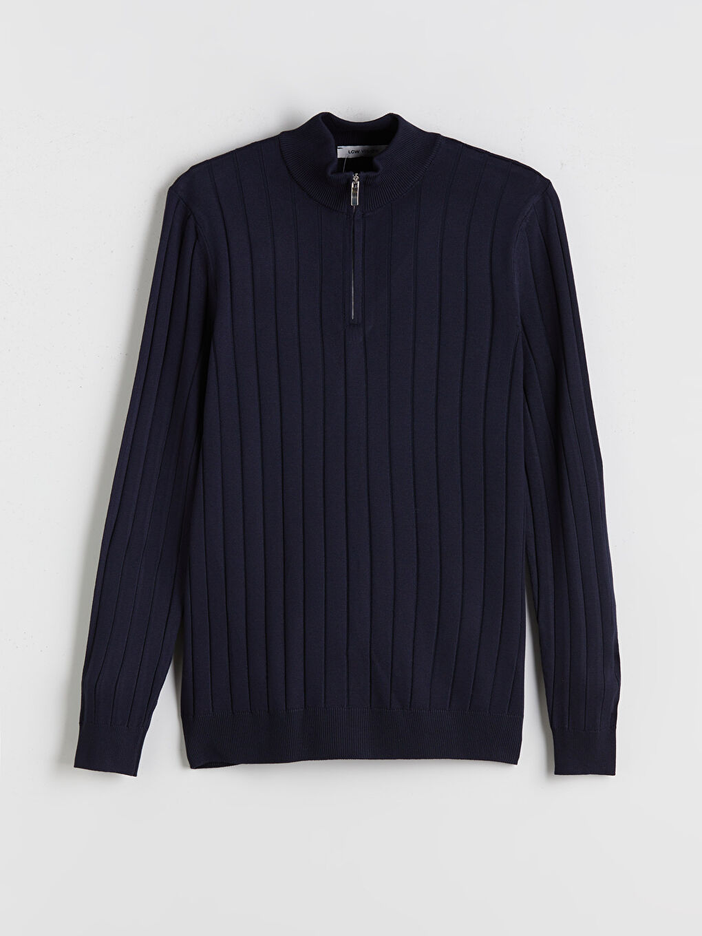 Lacivert Fermuarlı Dik Yaka Erkek Triko Kazak-4