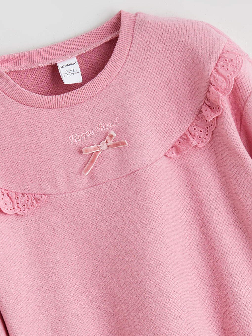 Pembe Bisiklet Yaka Baskılı Kız Çocuk Sweatshirt-1