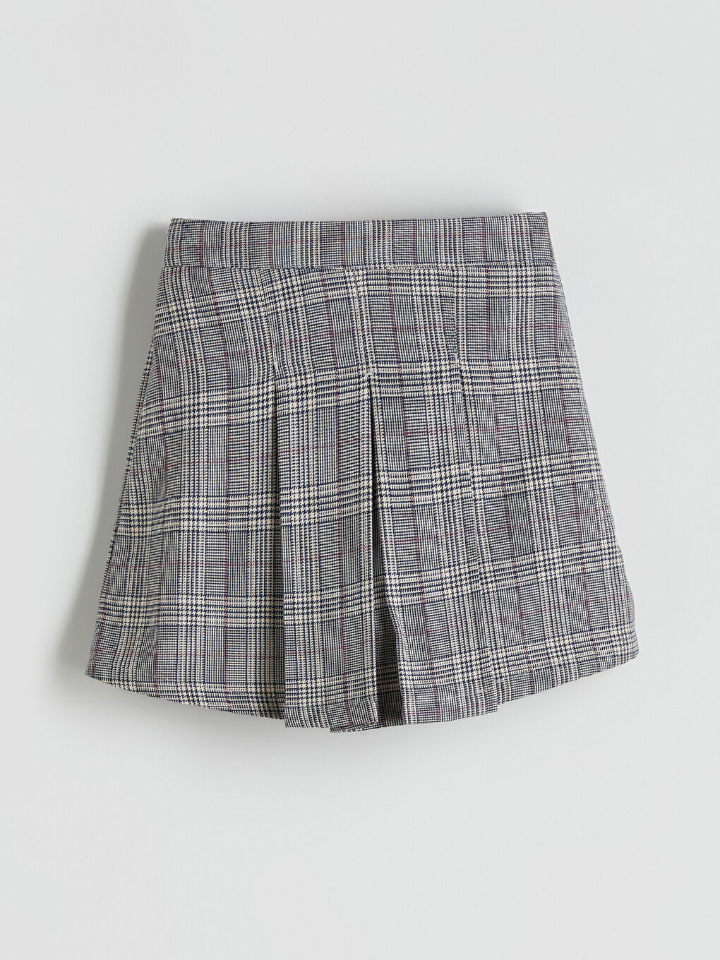 Gri Beli Lastikli Ekose Kız Çocuk Şort Etek