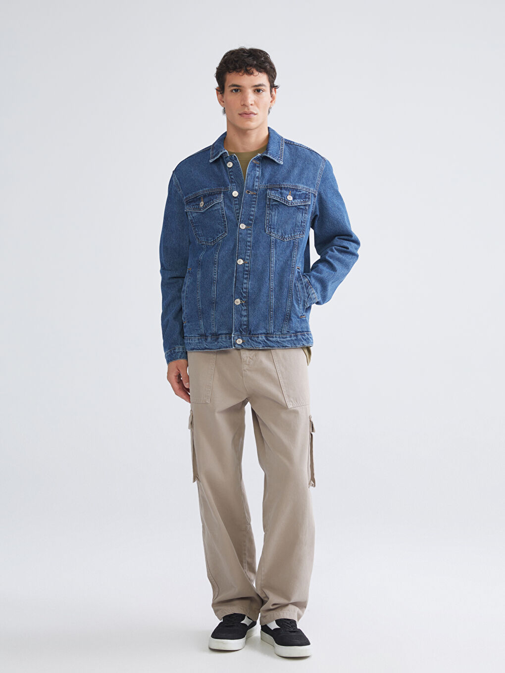 İndigo Standart Kalıp Erkek Jean Ceket-1
