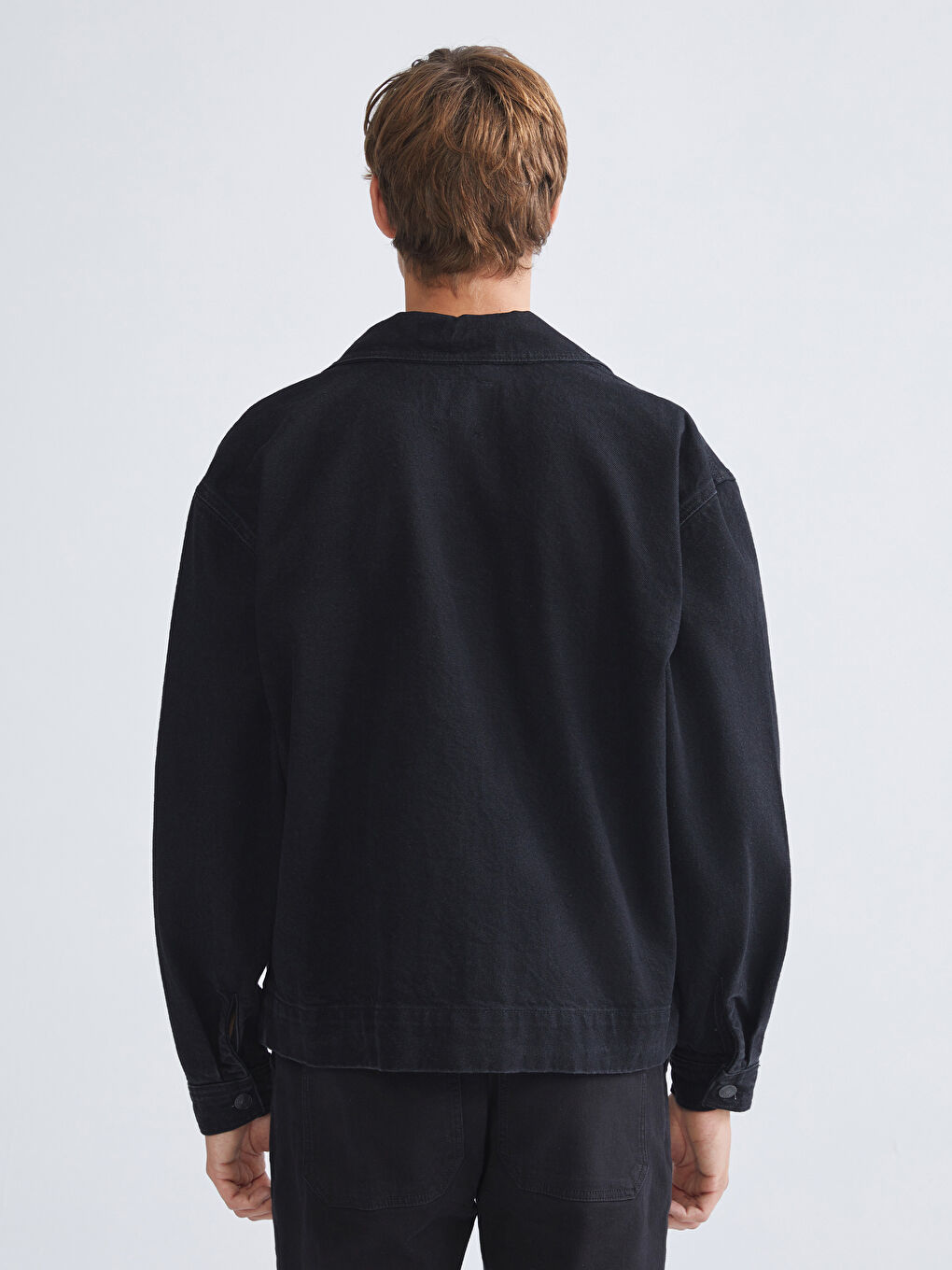 Siyah Rahat Kalıp Erkek Jean Ceket-3