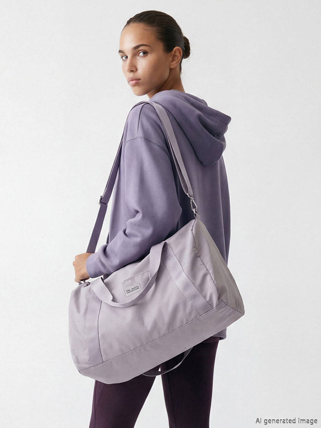 Lila Baskılı Kadın Spor Çantası