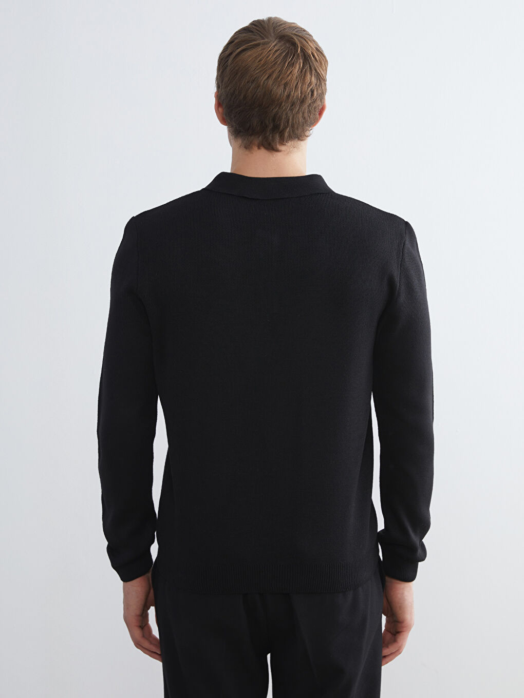 Polo Neck Long Sleeve Men's Knitwear Sweater-3