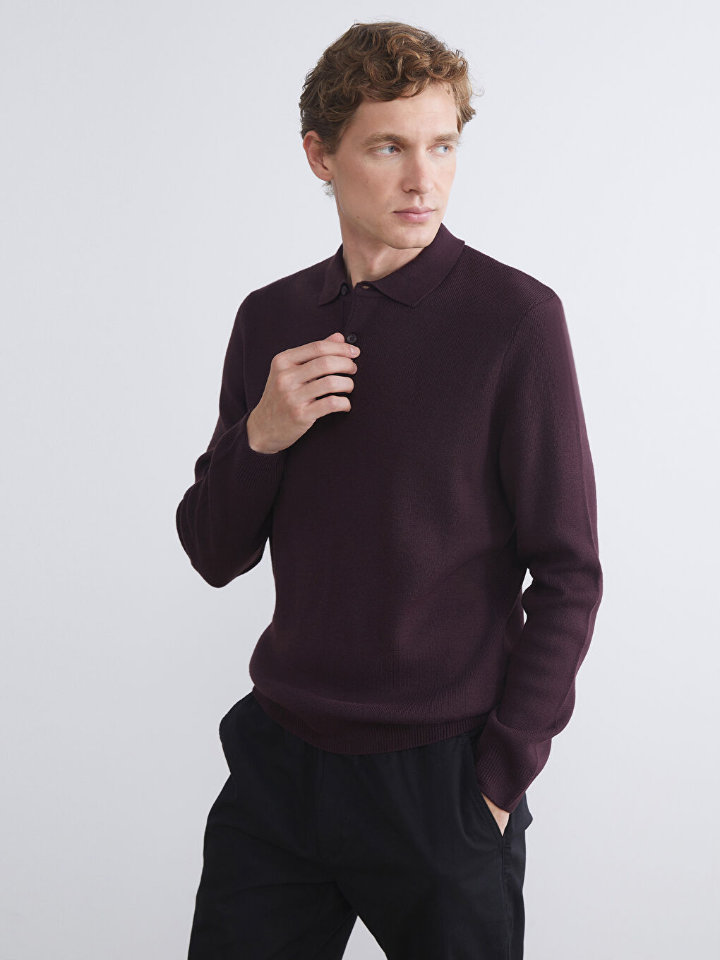 LCWAIKIKI Classic Polo Neck Long Sleeve Men's Knitwear Sweater -W5BR75Z8-CZT