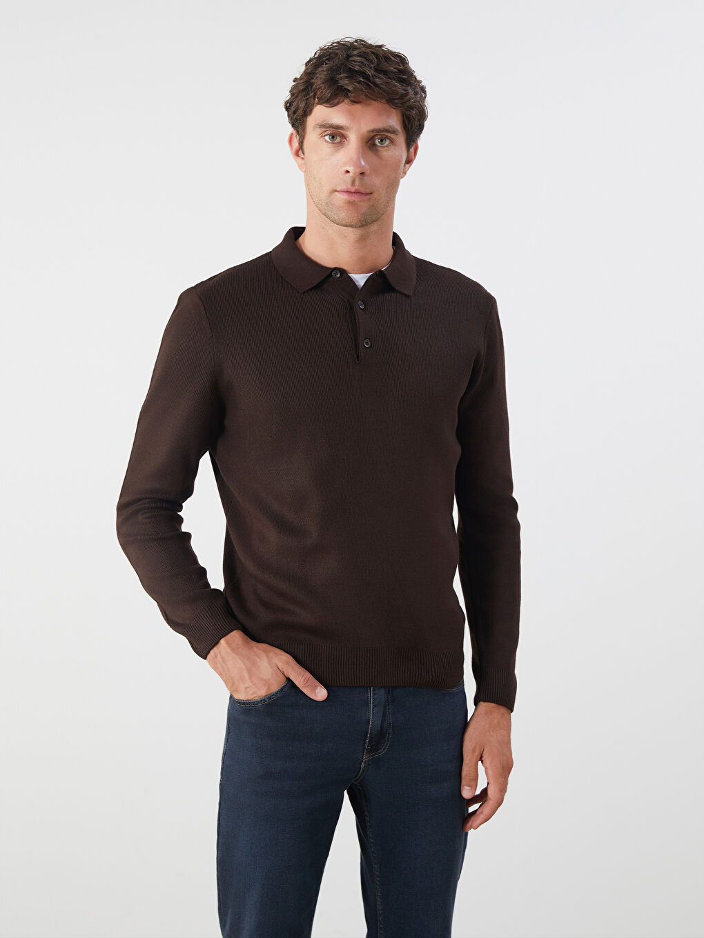 LCWAIKIKI Classic Polo Neck Long Sleeve Men's Knitwear Sweater -W5BR75Z8-HHJ