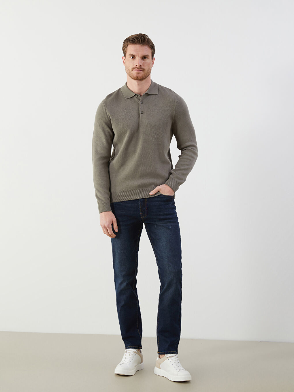LCWAIKIKI Classic Polo Neck Long Sleeve Men's Knitwear Sweater -W5BR75Z8-R1D