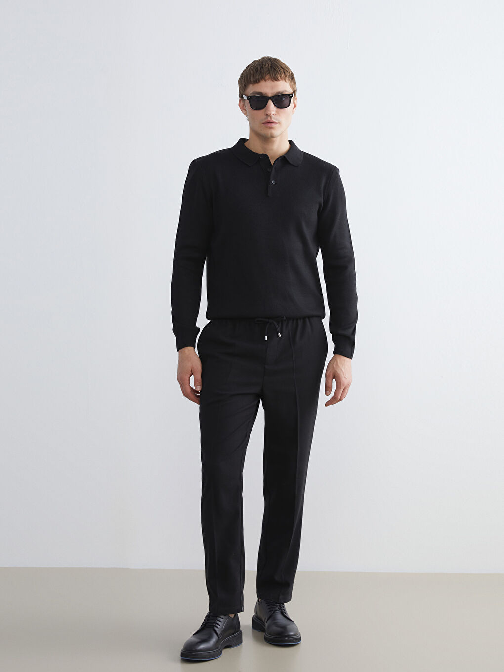 Polo Neck Long Sleeve Men's Knitwear Sweater-1