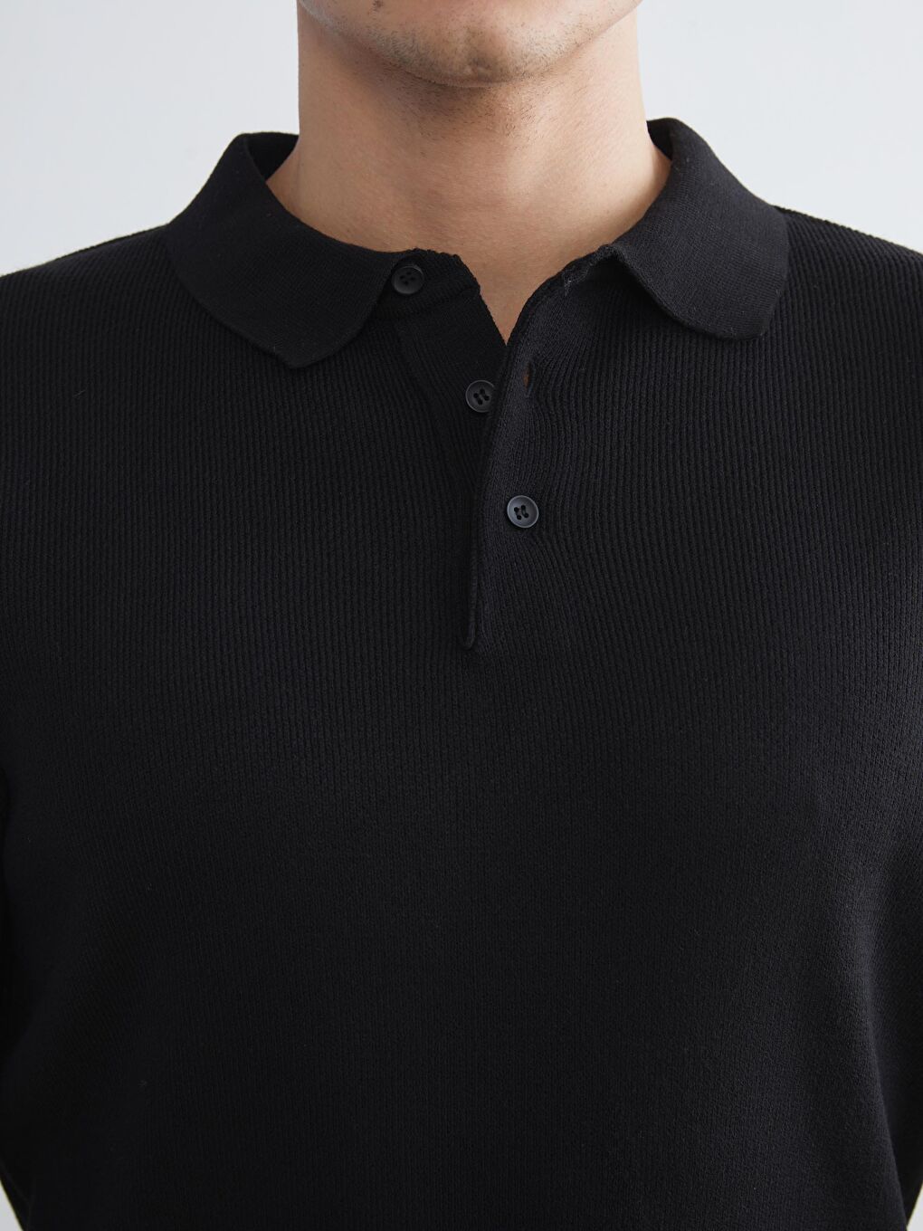 Polo Neck Long Sleeve Men's Knitwear Sweater-2