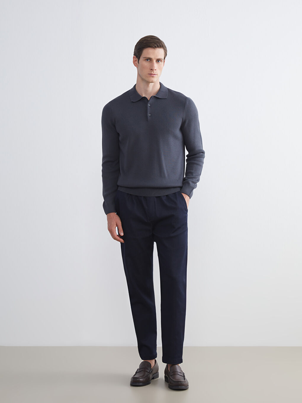 LCWAIKIKI Classic Polo Neck Long Sleeve Men's Knitwear Sweater -W5BR75Z8-HGG