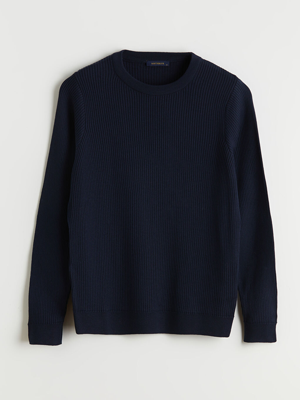 Мужской трикотажный свитер с круглым вырезом и длинными рукавами-4